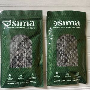 Sima Japanese Exfoliating Silver Infused Face Towels Set Of 2 Black New